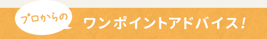 プロからのワンポイントアドバイス